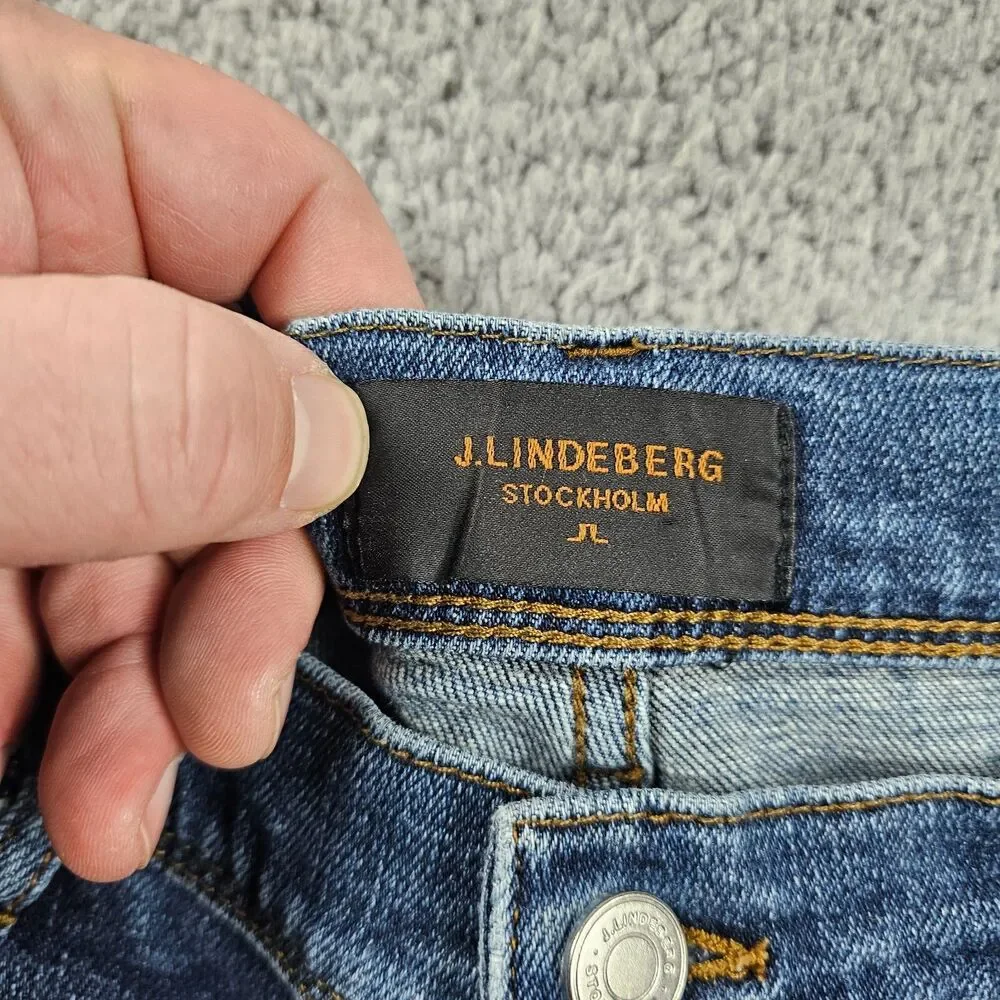 J. Lindberg Jeans Mens 34x33* Blue Denim Damien Skinny Stretch Mid Rise
